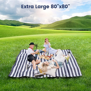 Kaycee Rose 80”x 80” Picnic Blanket Extra Large, Waterproof and Foldable Beach Blanket, 3-Layer Outdoor Blanket for 6 to 8 Adults, for Camping, Park, Beach, Grass, Indoors