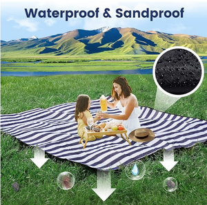 Kaycee Rose 80”x 80” Picnic Blanket Extra Large, Waterproof and Foldable Beach Blanket, 3-Layer Outdoor Blanket for 6 to 8 Adults, for Camping, Park, Beach, Grass, Indoors