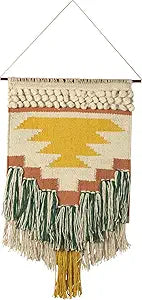 Primitives by Kaycee Rose Hand Woven Wall Hanging, 14" x 25", Yellow/Green,