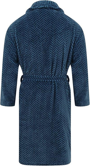 Kaycee Rose Men's Blue Herringbone Fleece Robe