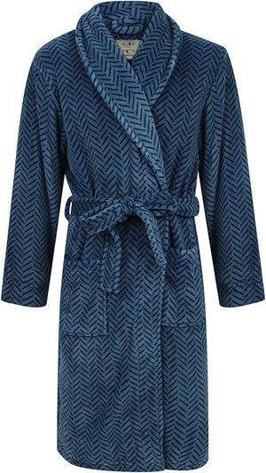 Kaycee Rose Men's Blue Herringbone Fleece Robe