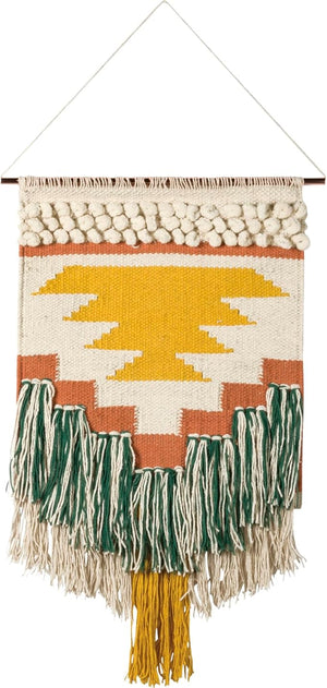 Primitives by Kaycee Rose Hand Woven Wall Hanging, 14" x 25", Yellow/Green,