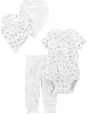 Kaycee Rose unisex-baby 4-piece Bodysuit, Pant, and Bibs Set