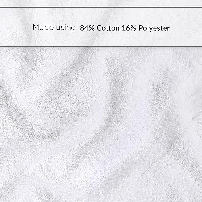 Kaycee Rose 6 White Economy Bath Towels Bulk (24x48 Inch) Cotton Blend for Softness-Commercial Grade Easy Care